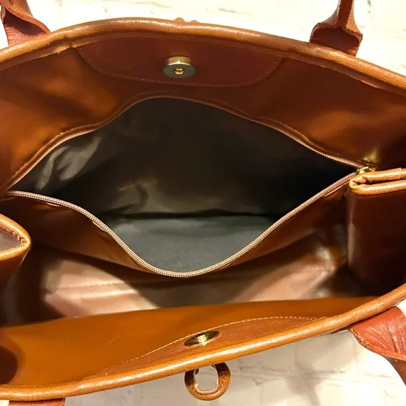 Longchamp Brown Leather Roseau Bag - Bamboo Front Clasp - Picture 9 of 14